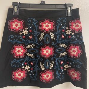 Miami Black Skirt with Pink and Blue Embroidery